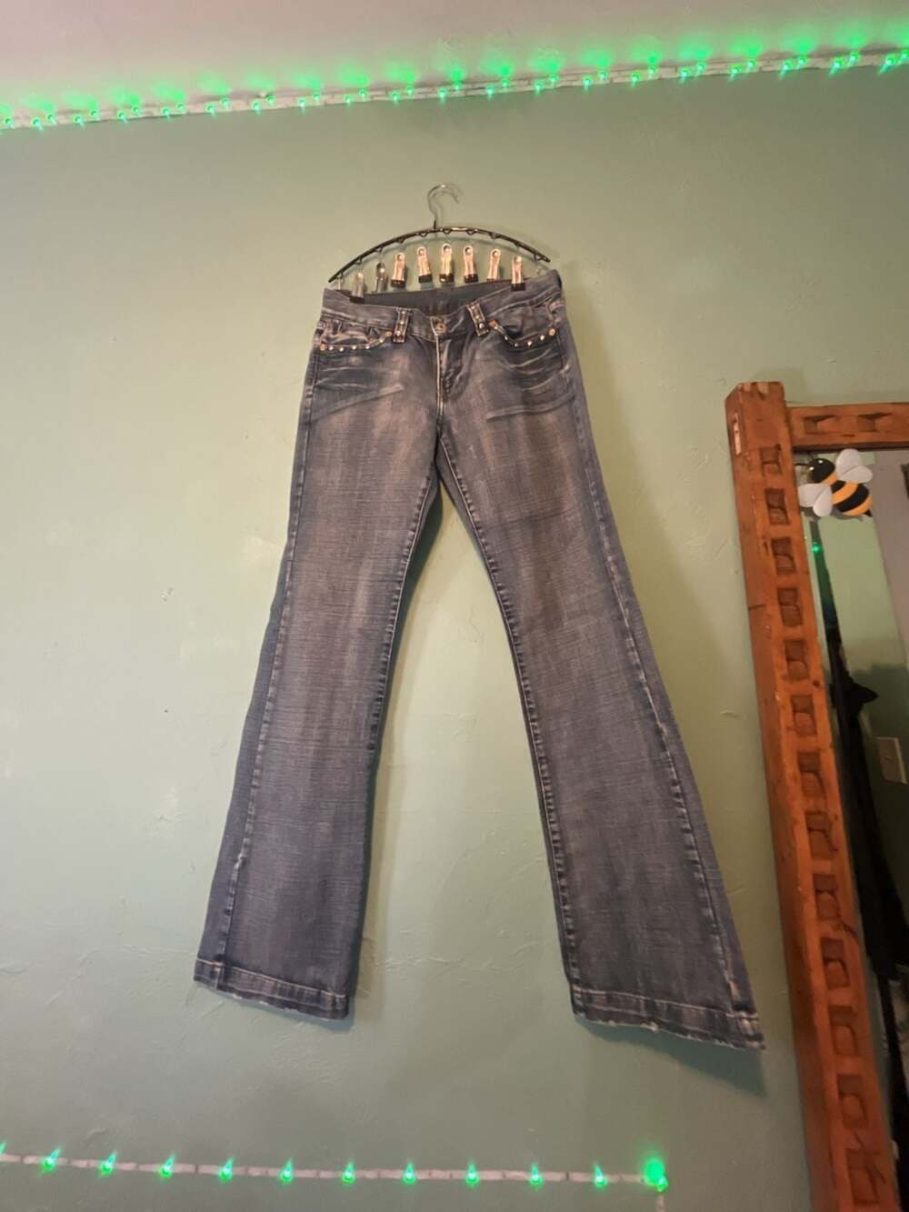 M.Officer Diamond Collection Low-Rise Studded Flare Jeans